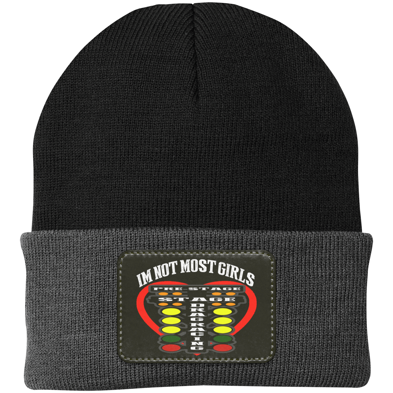 I'm Not Most Girls Drag Racing Knit Cap - Patch
