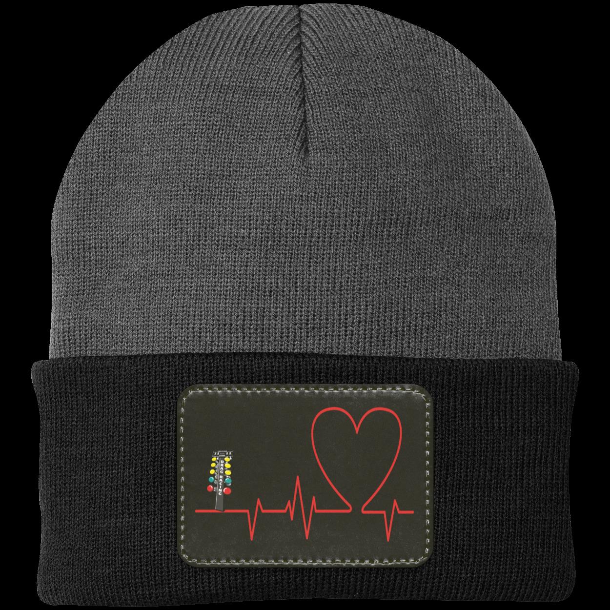 Drag Racing Heartbeat Patched Knit Cap