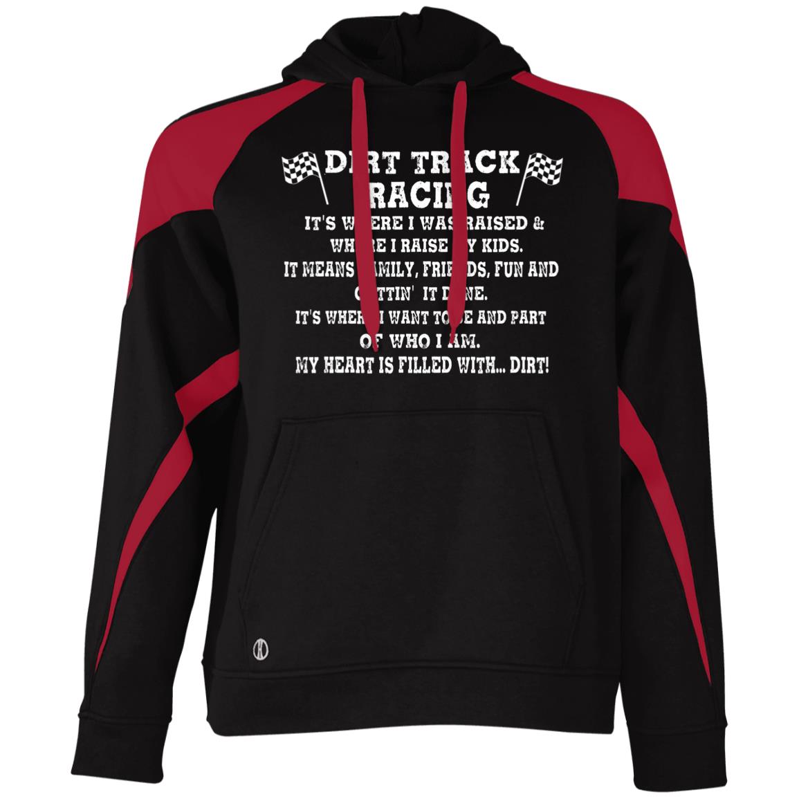 Dirt Track Racing It's Where I Was Raised Athletic Colorblock Fleece Hoodie