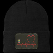 Drag Racing Heartbeat Patched Knit Cap