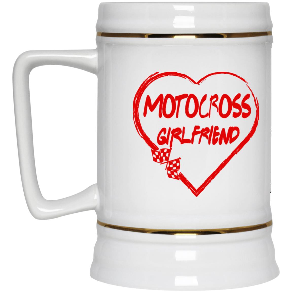 Motocross Girlfriend Heart Beer Stein 22oz.