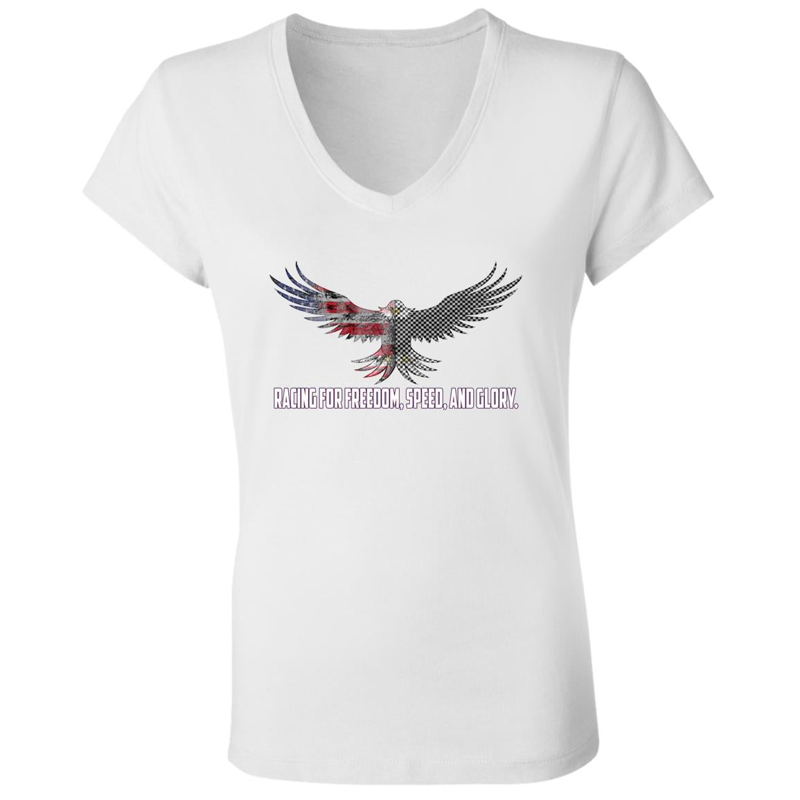 Racing For Freedom, Speed, And Glory Ladies' Jersey V-Neck T-Shirt