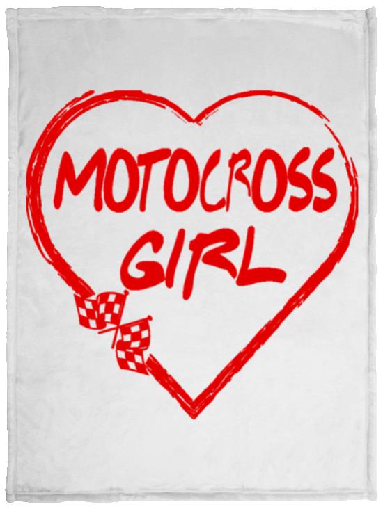 Motocross Girl Heart Cozy Plush Fleece Blanket - 30x40