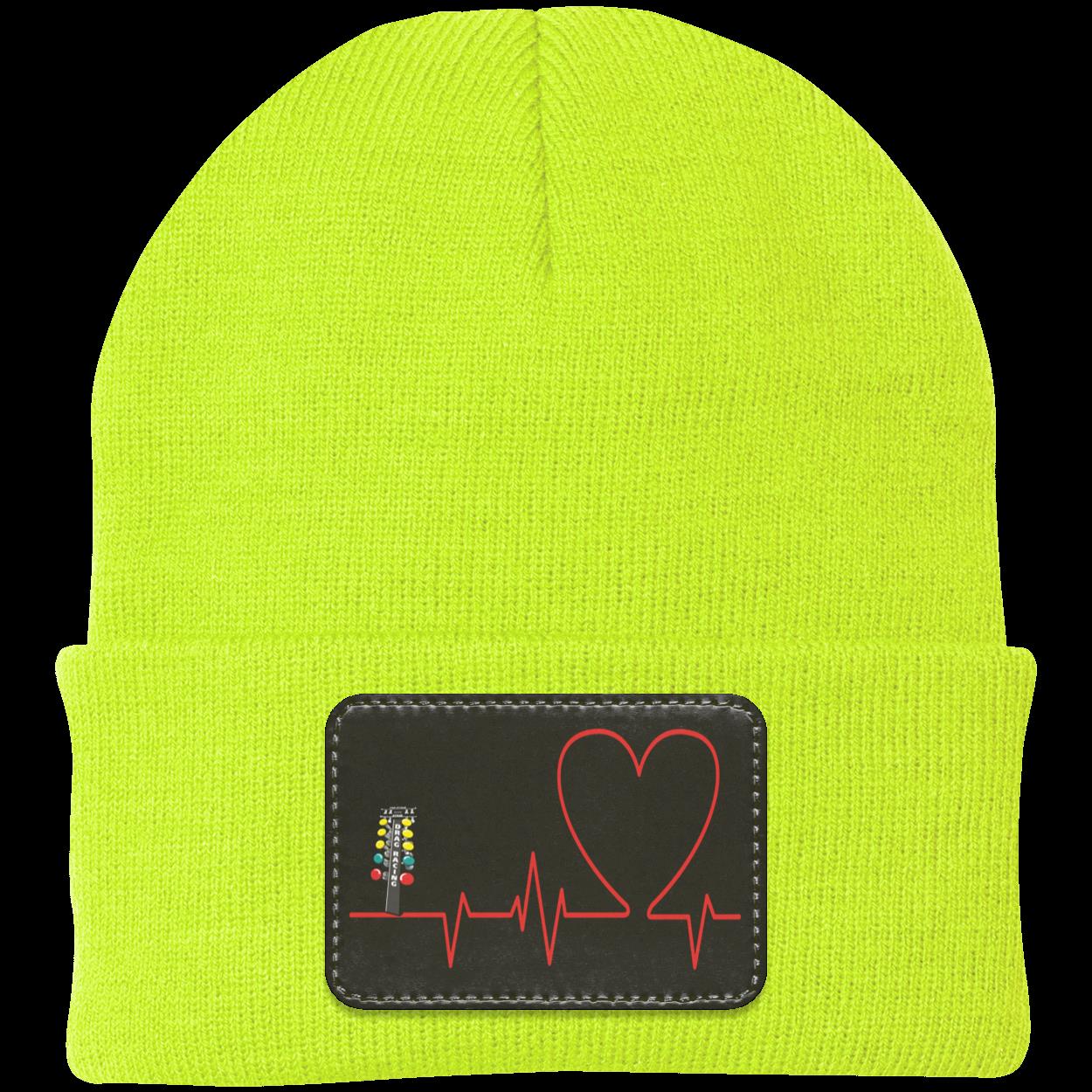 Drag Racing Heartbeat Patched Knit Cap