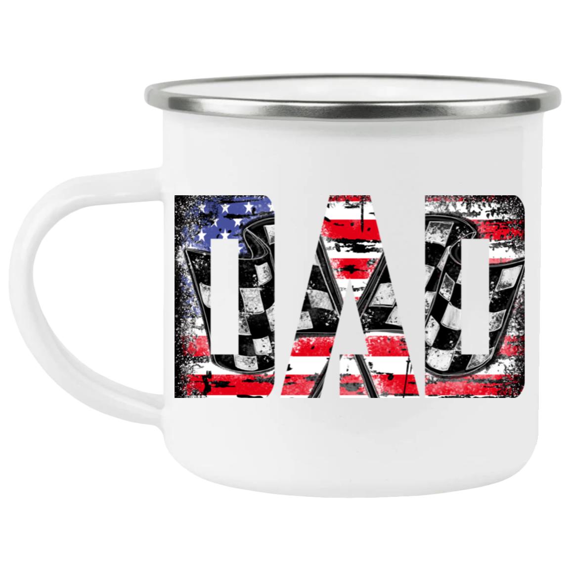 USA Racing Dad Enamel Camping Mug