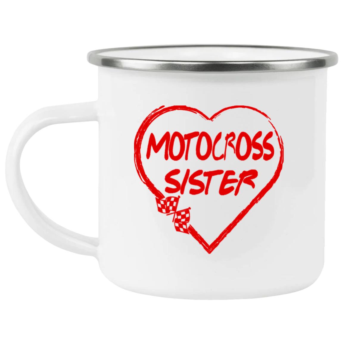 Motocross Sister Heart Enamel Camping Mug