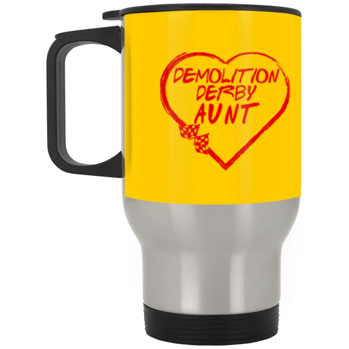 Demolition Derby Aunt Heart Silver Stainless Travel Mug