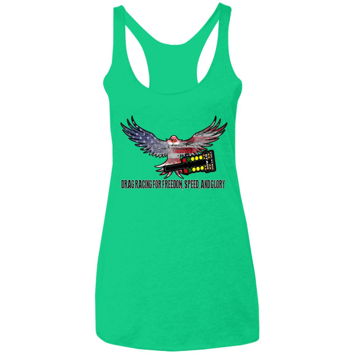 Drag Racing for Freedom, Speed, and Glory Ladies' Triblend Racerback Tank