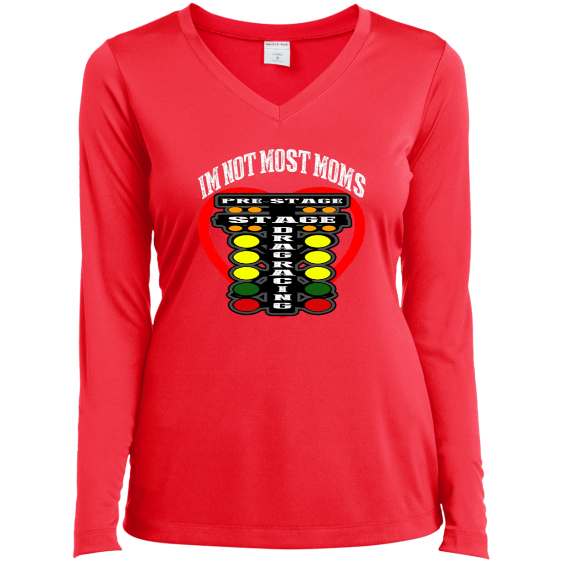 I'm Not Most Moms Drag Racing Ladies’ Long Sleeve Performance V-Neck Tee