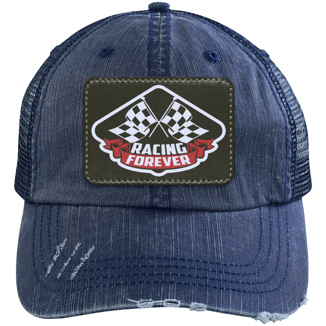 Racing Forever Distressed Unstructured Trucker Cap V4