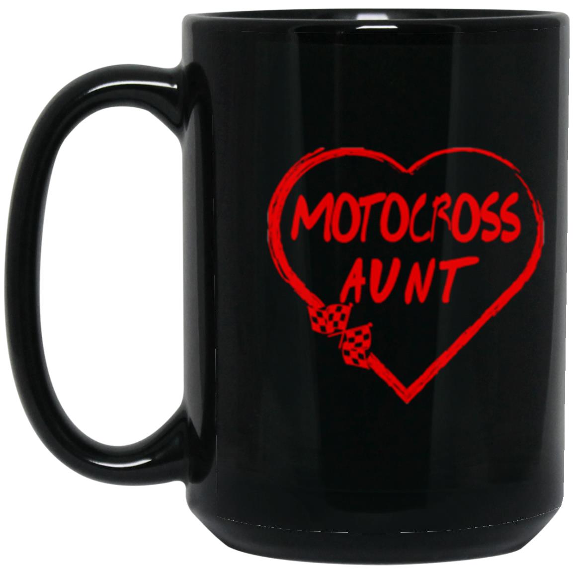 Motocross Aunt Heart 15 oz. Black Mug