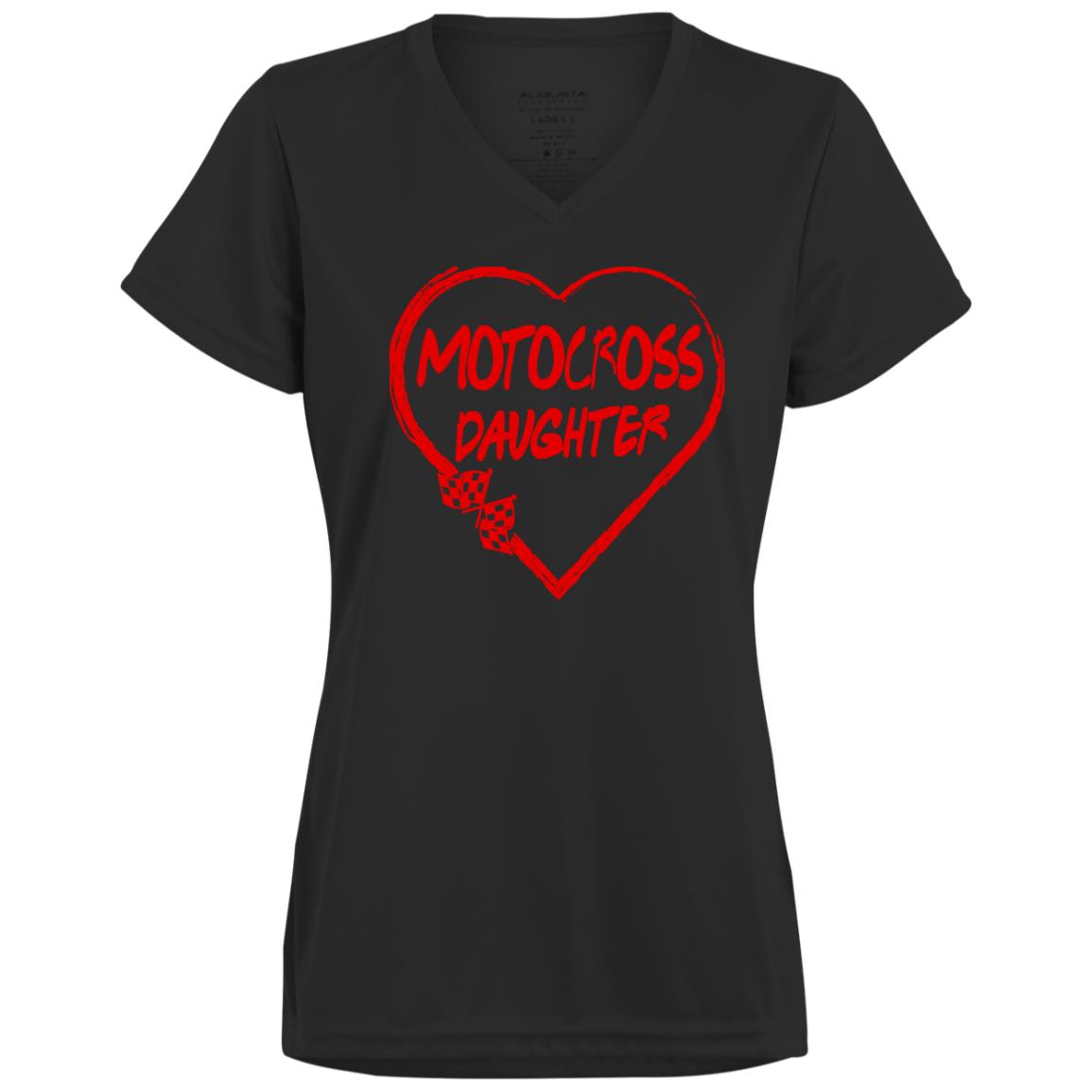 Motocross Daughter Heart Ladies’ Moisture-Wicking V-Neck Tee