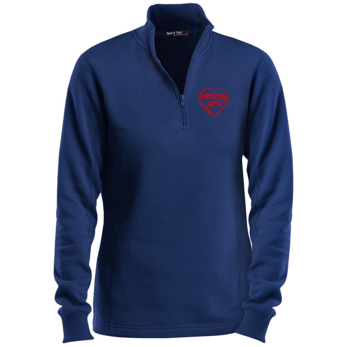 Motocross Girl Heart Ladies 1/4 Zip Sweatshirt