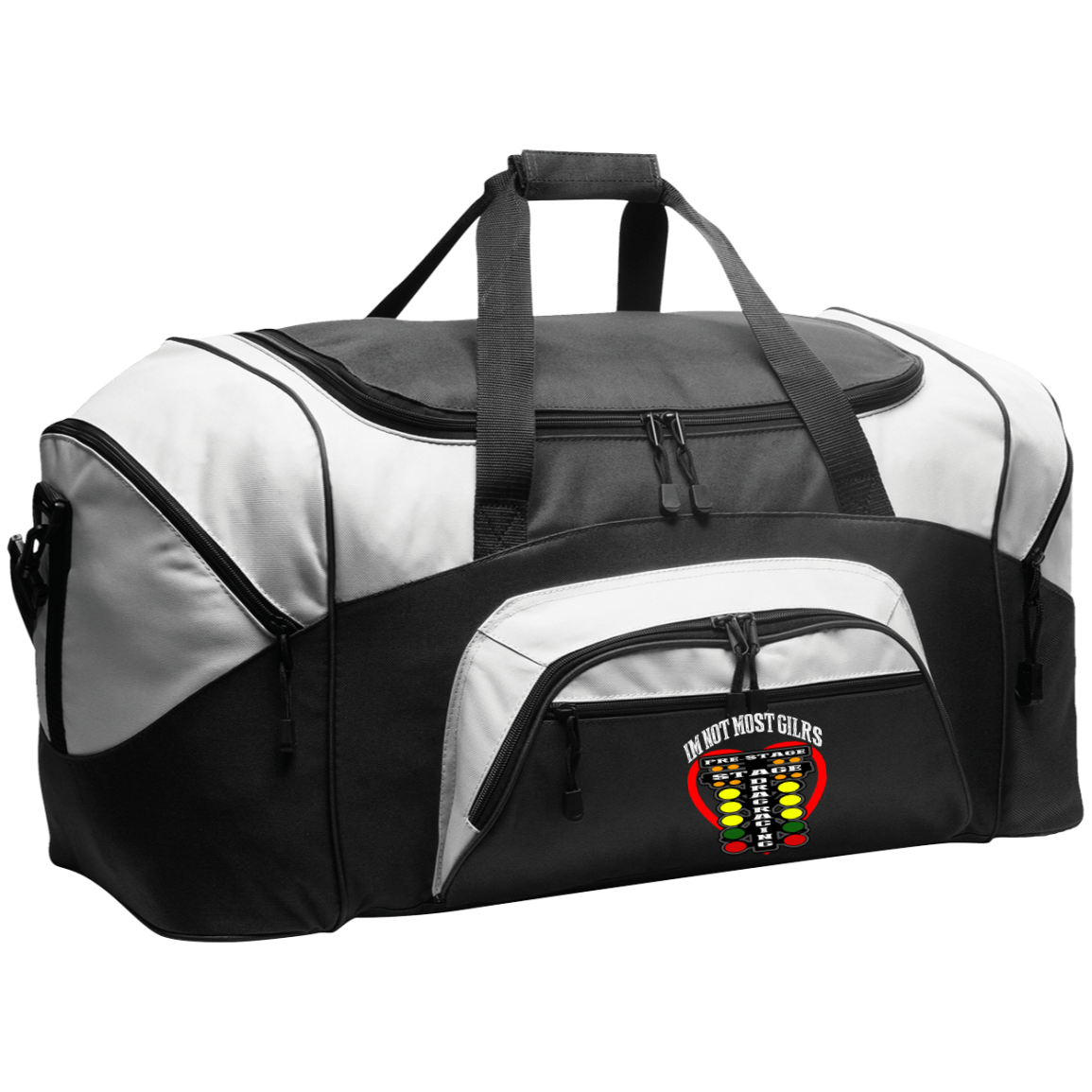 I'm Not Most Girls Drag Racing Colorblock Sport Duffel