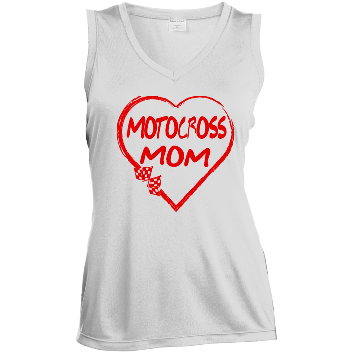 Motocross Mom Heart Ladies' Sleeveless V-Neck Performance Tee