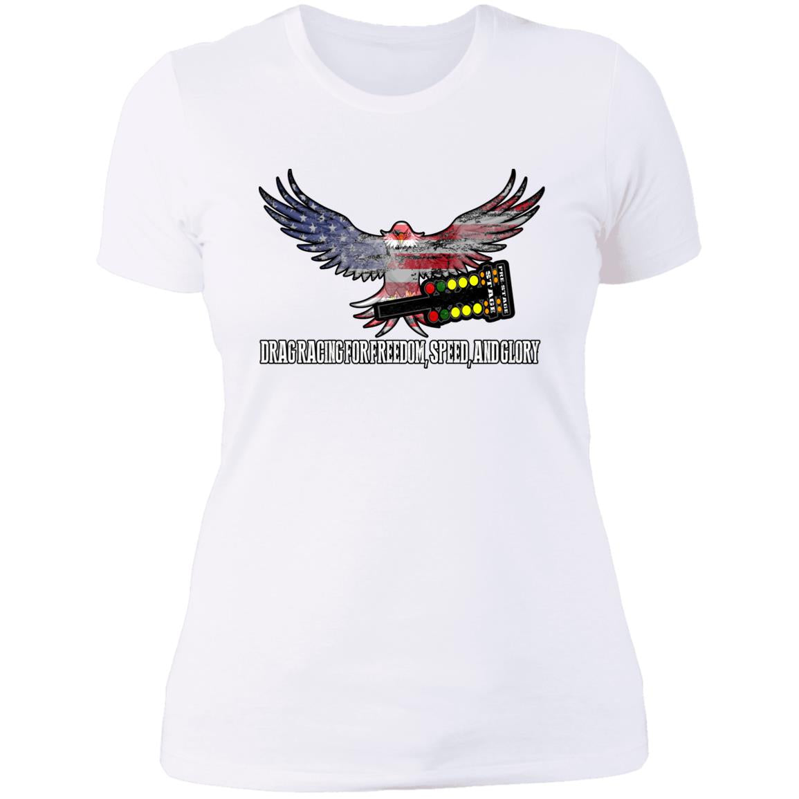 Drag Racing for Freedom, Speed, and Glory Ladies' Boyfriend T-Shirt