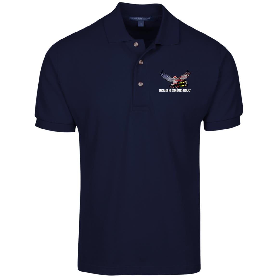 Drag Racing for Freedom, Speed, and Glory Cotton Pique Knit Polo