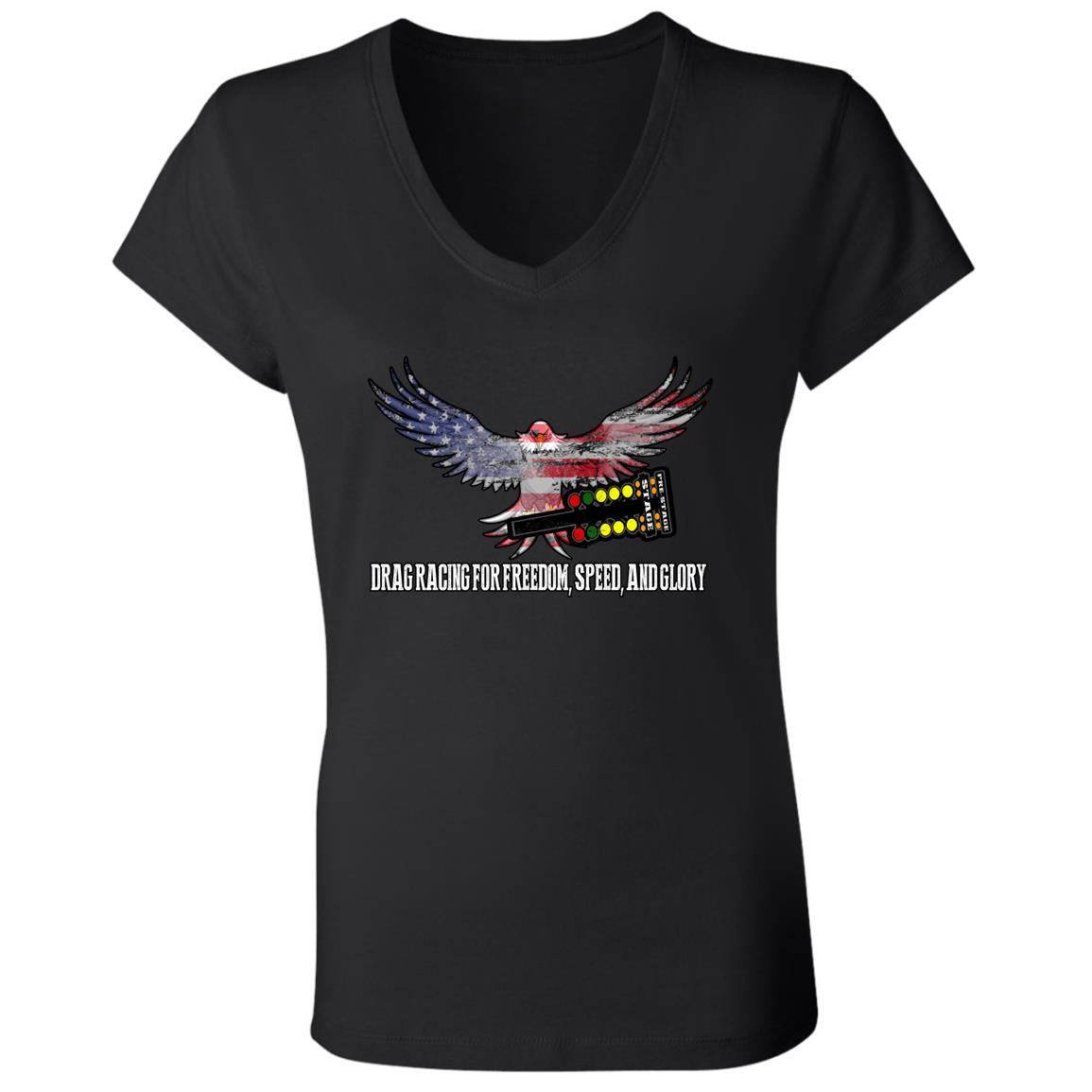 Drag Racing for Freedom, Speed, and Glory Ladies' Jersey V-Neck T-Shirt