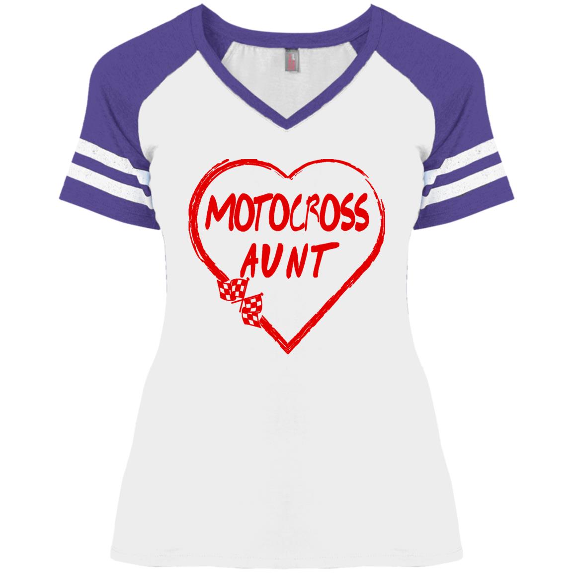 Motocross Aunt Heart Ladies' Game V-Neck T-Shirt