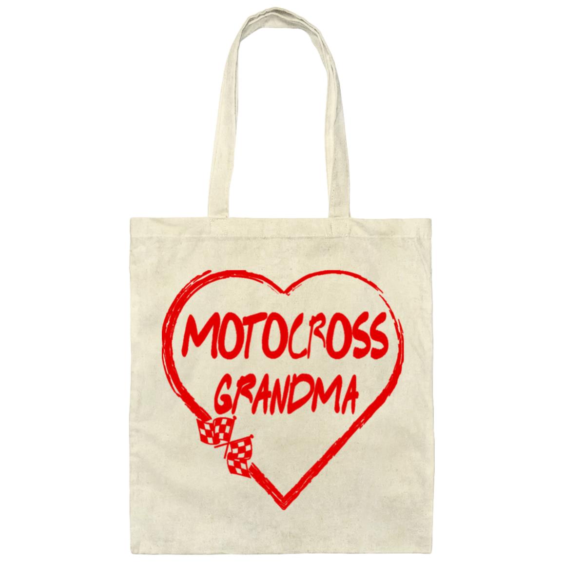 Motocross Grandma Heart Canvas Tote Bag