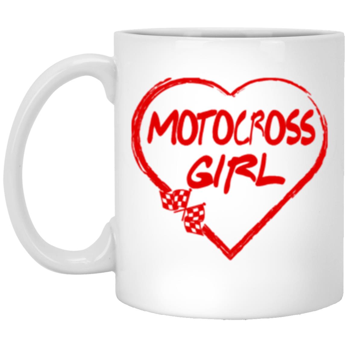 Motocross Girl Heart 11 oz. White Mug