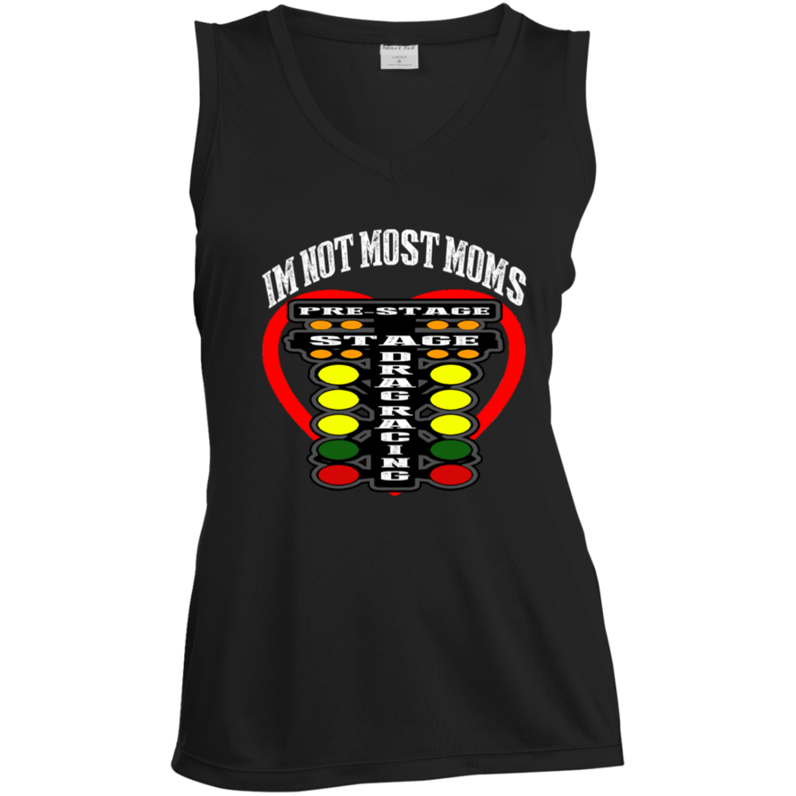 I'm Not Most Moms Drag Racing Ladies' Sleeveless V-Neck Performance Tee