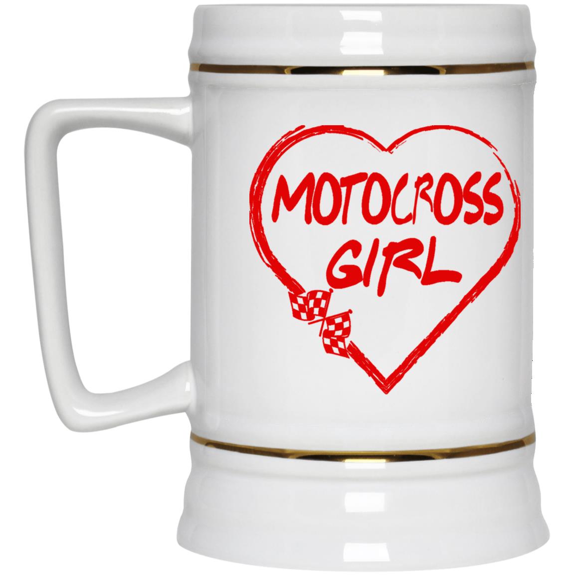 Motocross Girl Heart Beer Stein 22oz.