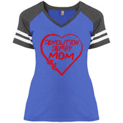 Demolition Derby Mom Heart Ladies' Game V-Neck T-Shirt