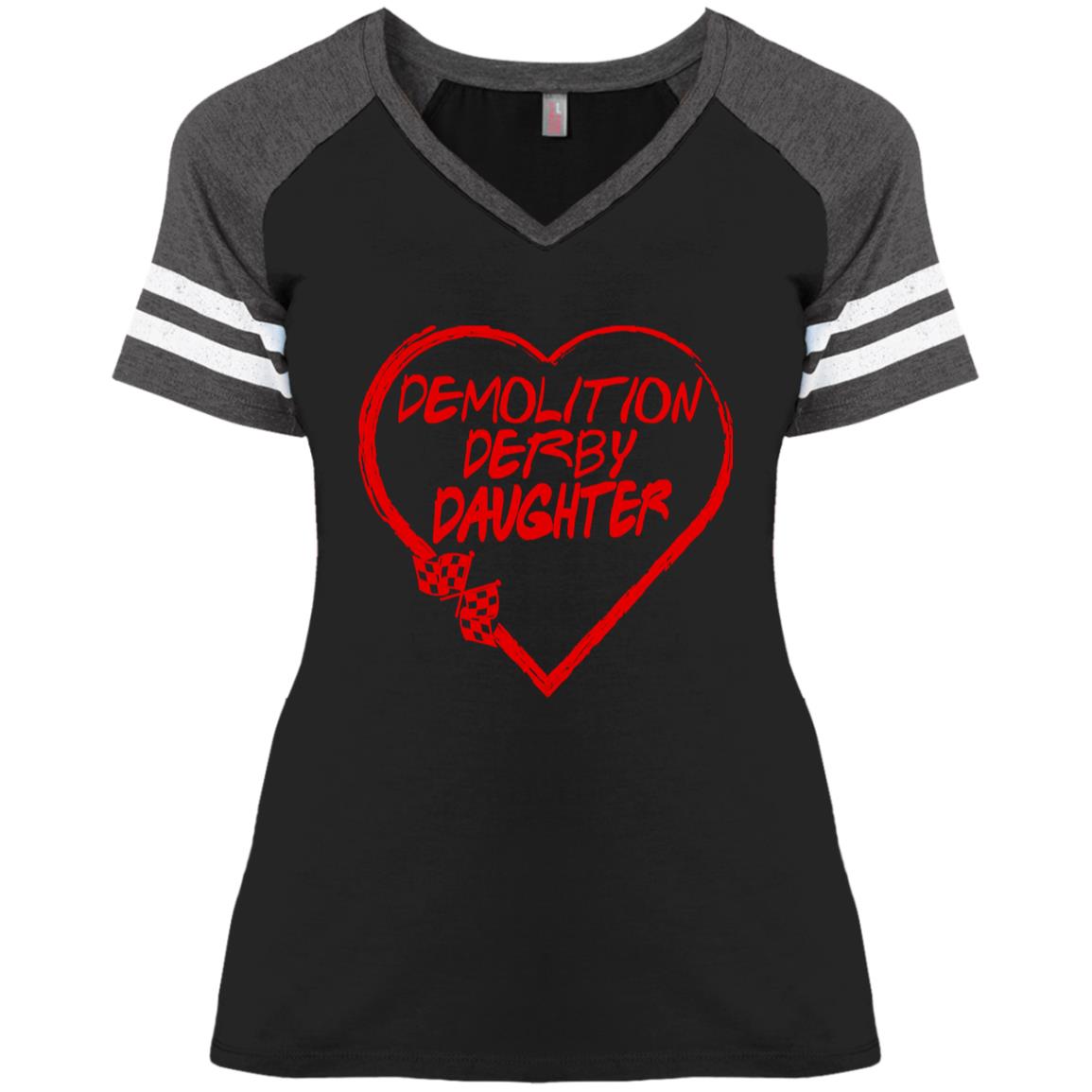 Demolition Derby Daughter Heart Ladies' Game V-Neck T-Shirt