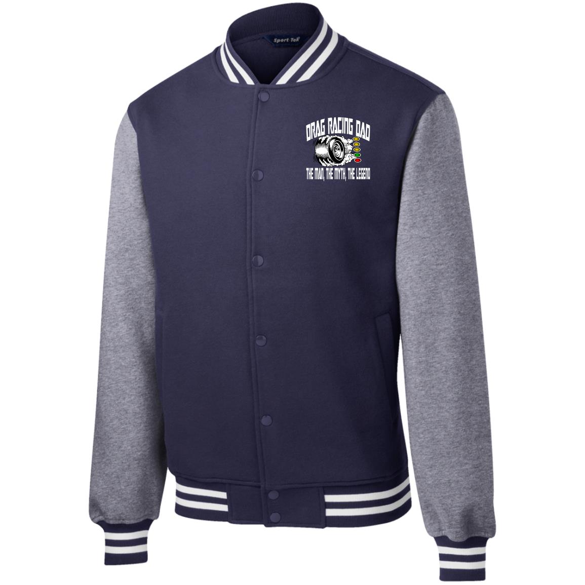 Drag Racing Dad Fleece Letterman Jacket