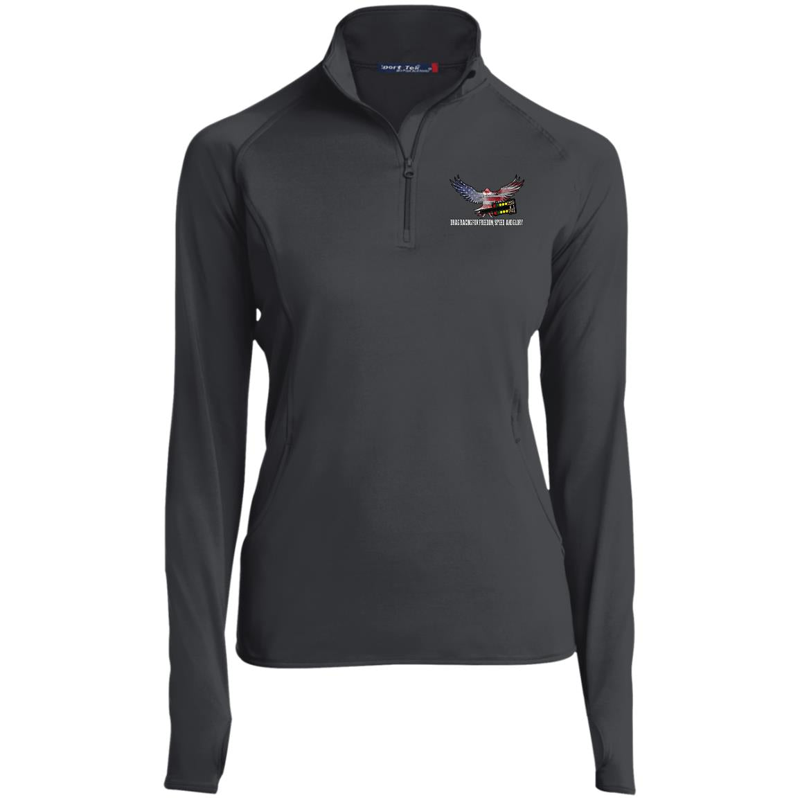 Drag Racing for Freedom, Speed, and Glory Ladies' 1/2 Zip Performance Pullover