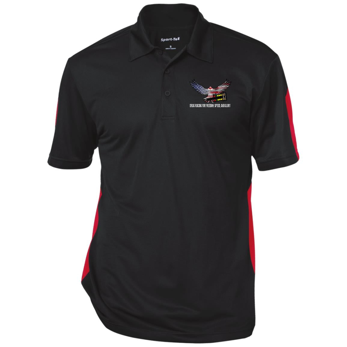 Drag Racing for Freedom, Speed, and Glory Performance Textured Three-Button Polo