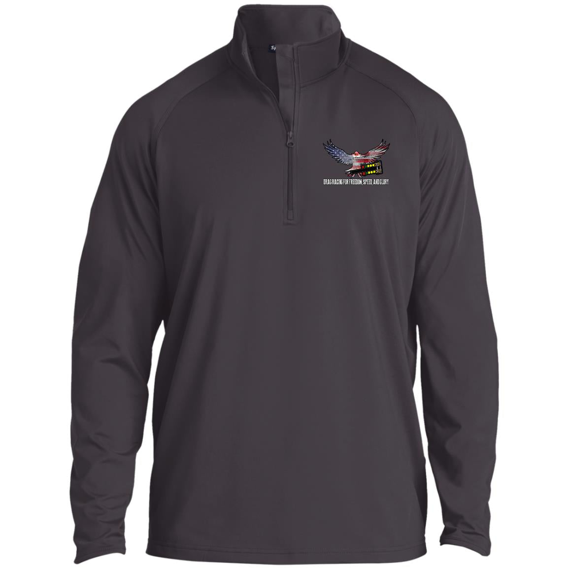 Drag Racing for Freedom, Speed, and Glory 1/2 Zip Raglan Performance Pullover