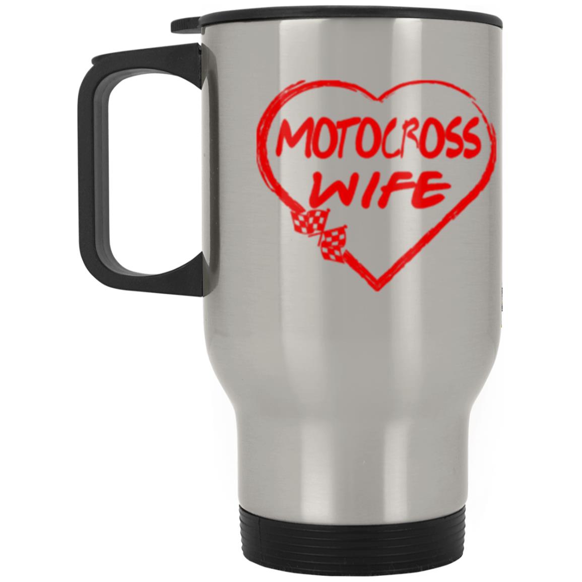 Motocross Wife Silver Stainless Travel Mug
