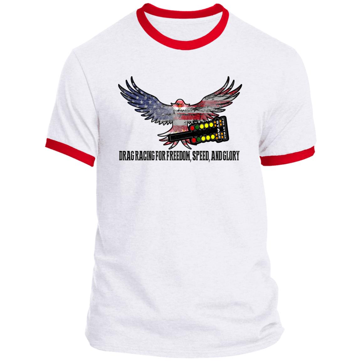 Drag Racing for Freedom, Speed, and Glory Ringer Tee