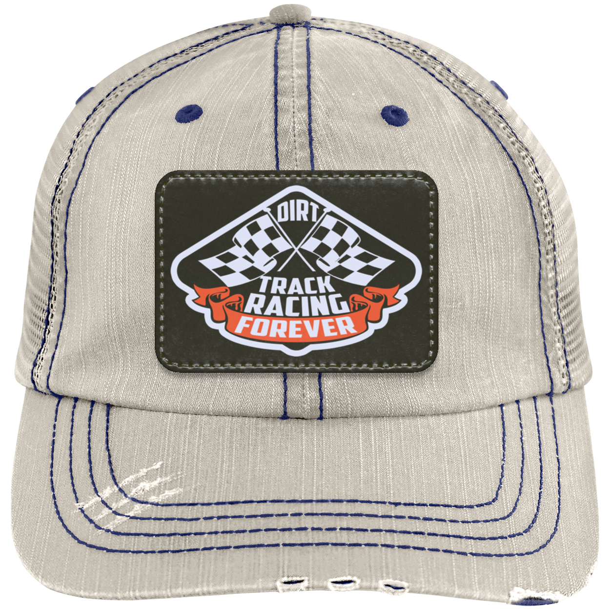 Dir Track Racing Forever Distressed Unstructured Trucker Cap V5