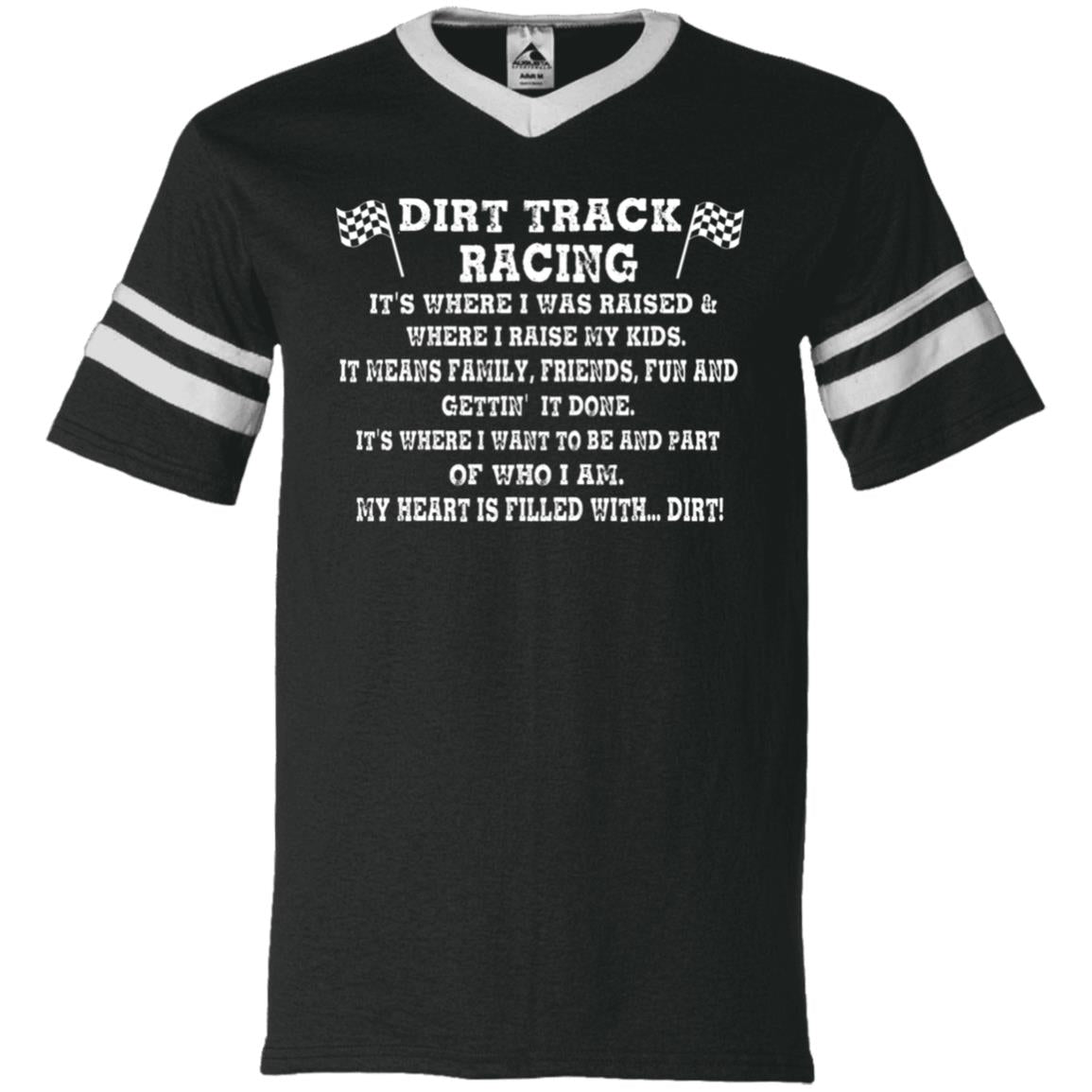 Dirt Track Racing It's Where I Was Raised V-Neck Sleeve Stripe Jersey