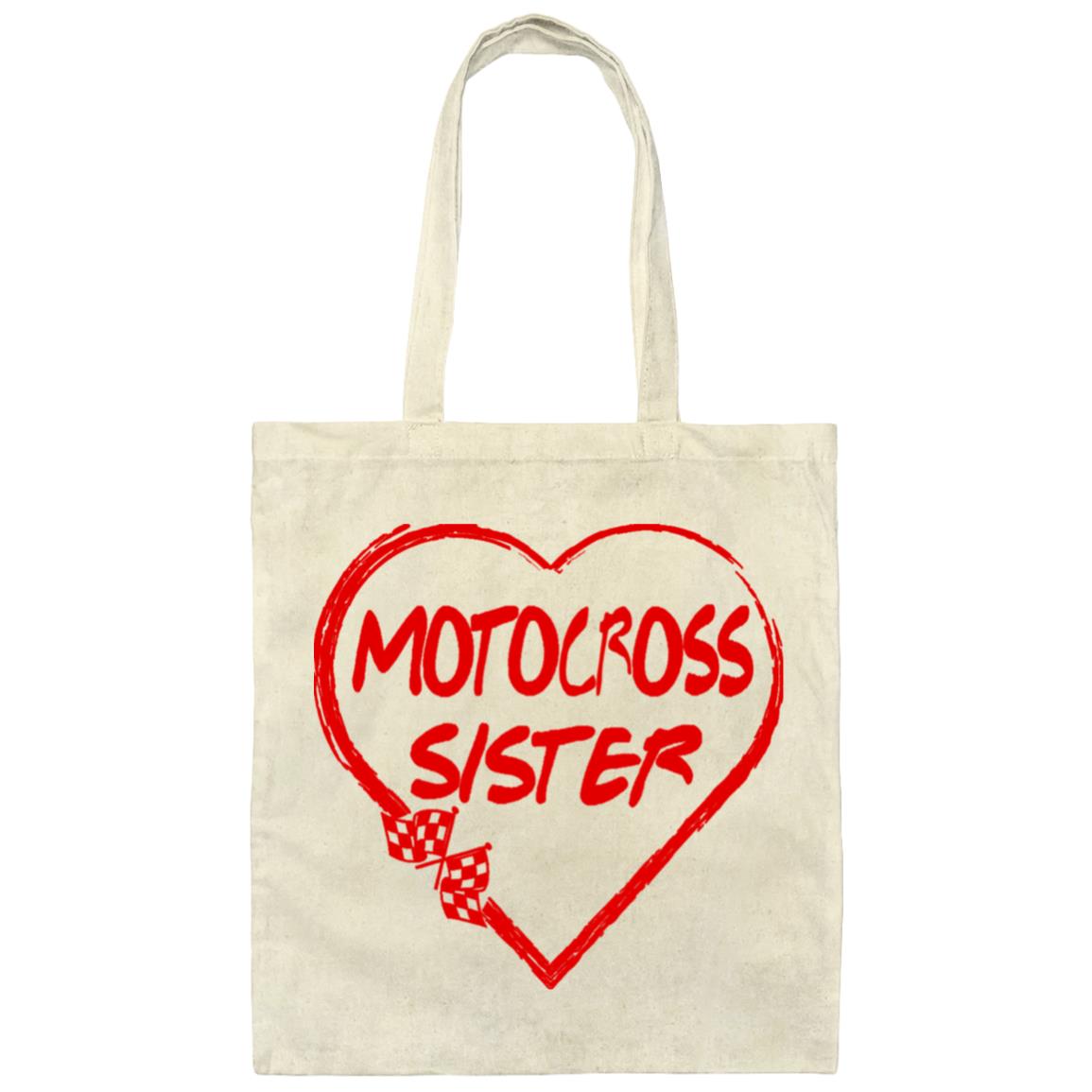 Motocross Sister Heart Canvas Tote Bag