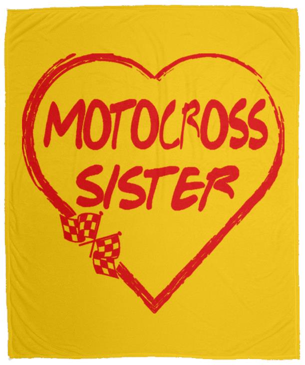 Motocross Sister Heart Cozy Plush Fleece Blanket - 50x60