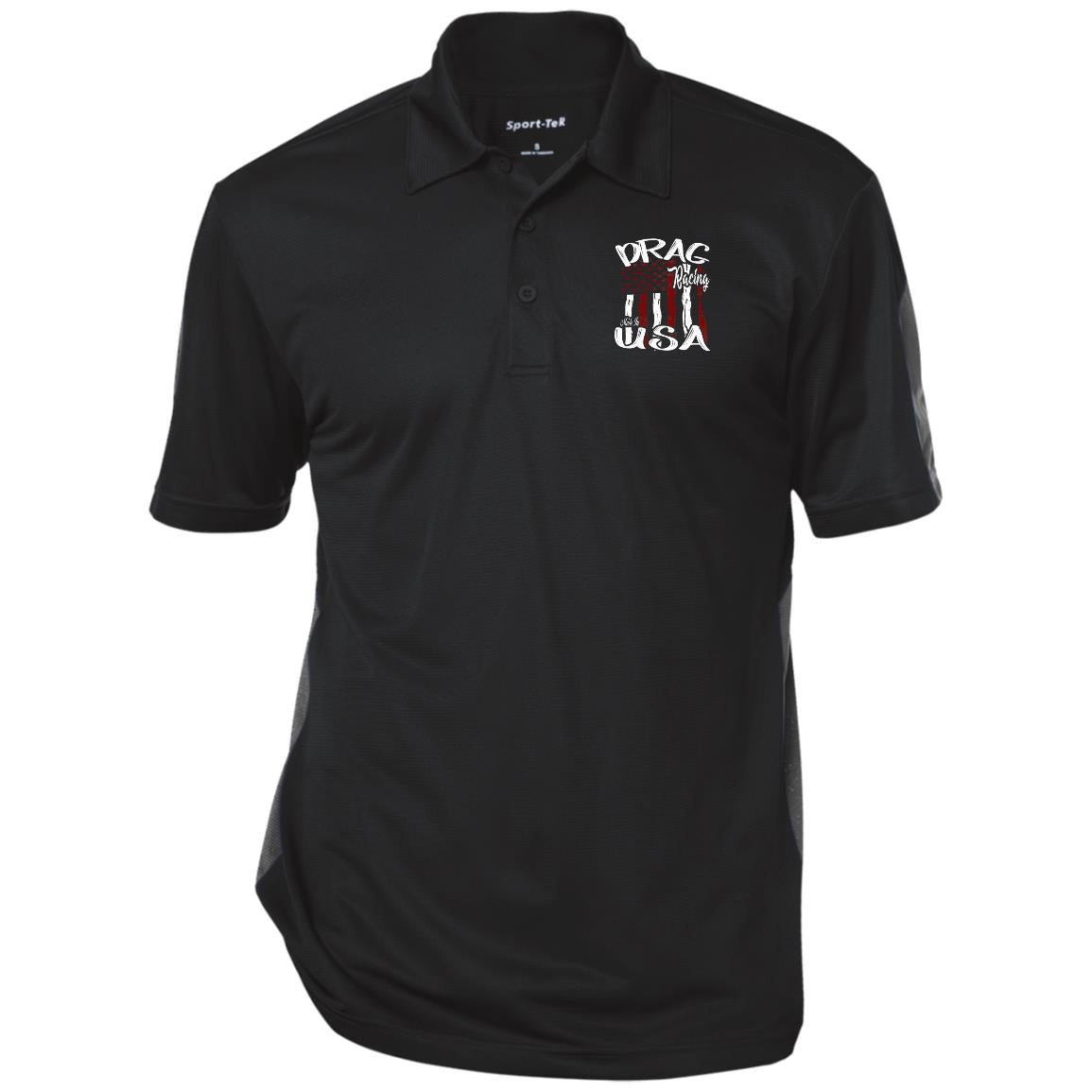 Drag Racing Made In USA Performance Textured Three-Button Polo