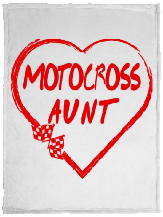 Motocross Aunt Heart Cozy Plush Fleece Blanket - 30x40