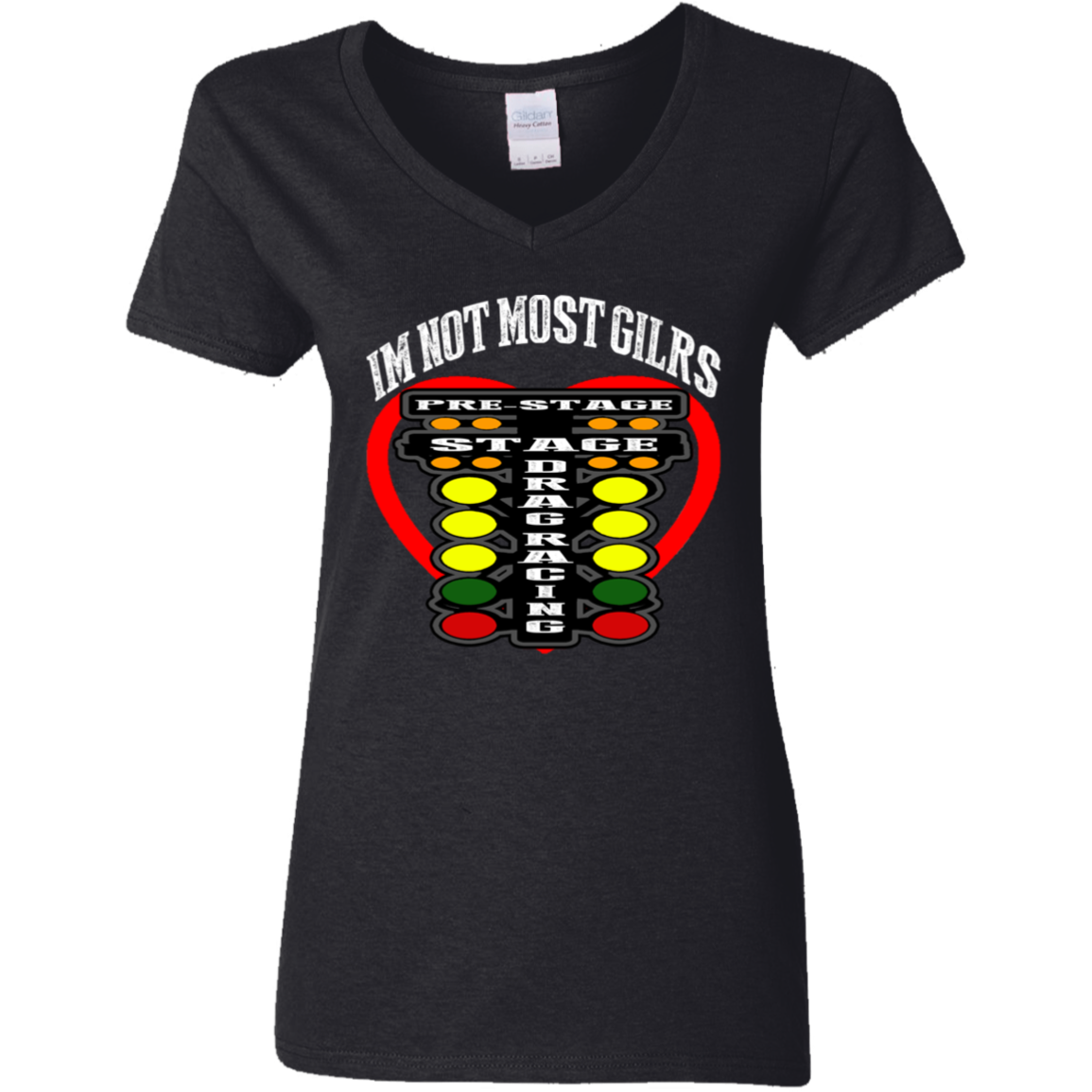 I'm Not Most Girls Drag Racing Ladies' 5.3 oz. V-Neck T-Shirt