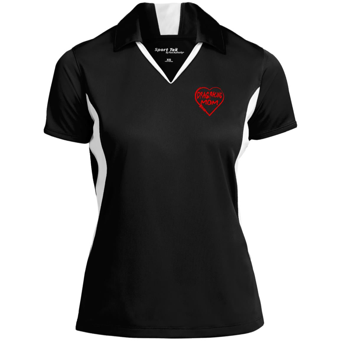 Drag Racing Mom Heart Ladies' Colorblock Performance Polo