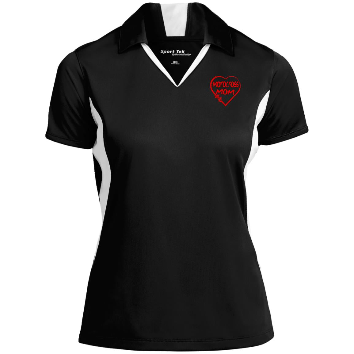 Motocross Mom Heart Ladies' Colorblock Performance Polo