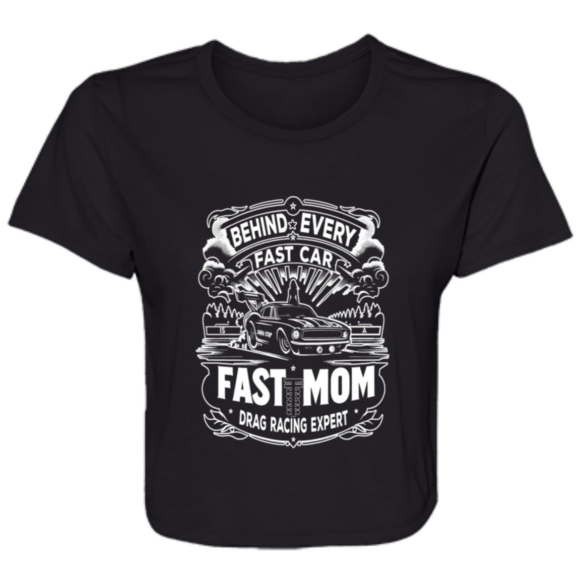 Behind Every Fast Car is a Fast Mom Drag Racing Expert Crop Tops