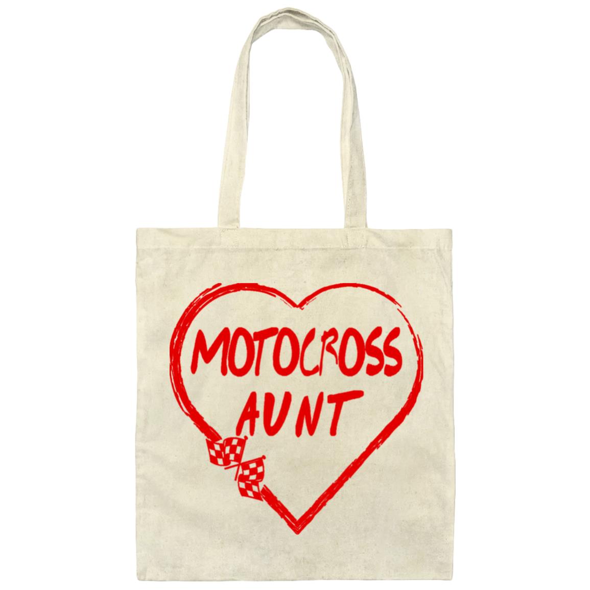 Motocross Aunt Heart Canvas Tote Bag