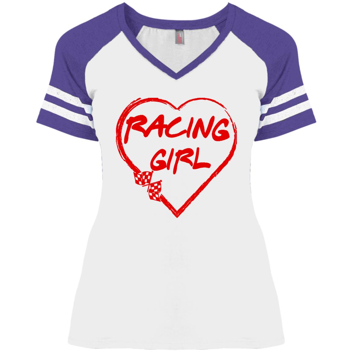 Racing Girl Heart Ladies' Game V-Neck T-Shirt