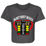 I'm Not Most Wives Drag Racing Ladies' Flowy Cropped Tee