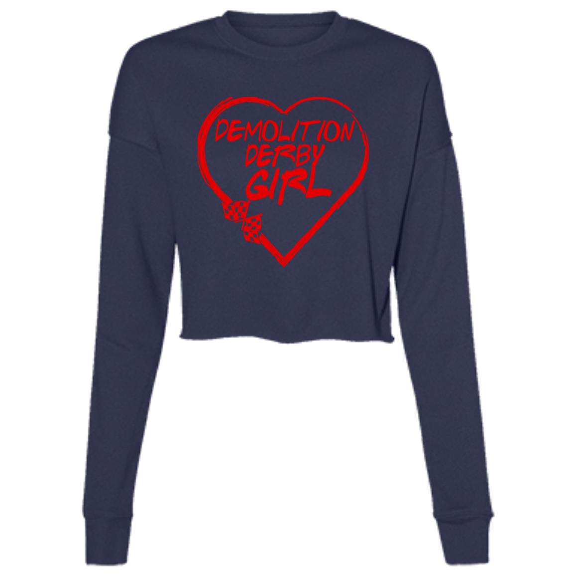 Demolition Derby Girl Heart Ladies' Cropped Fleece Crew