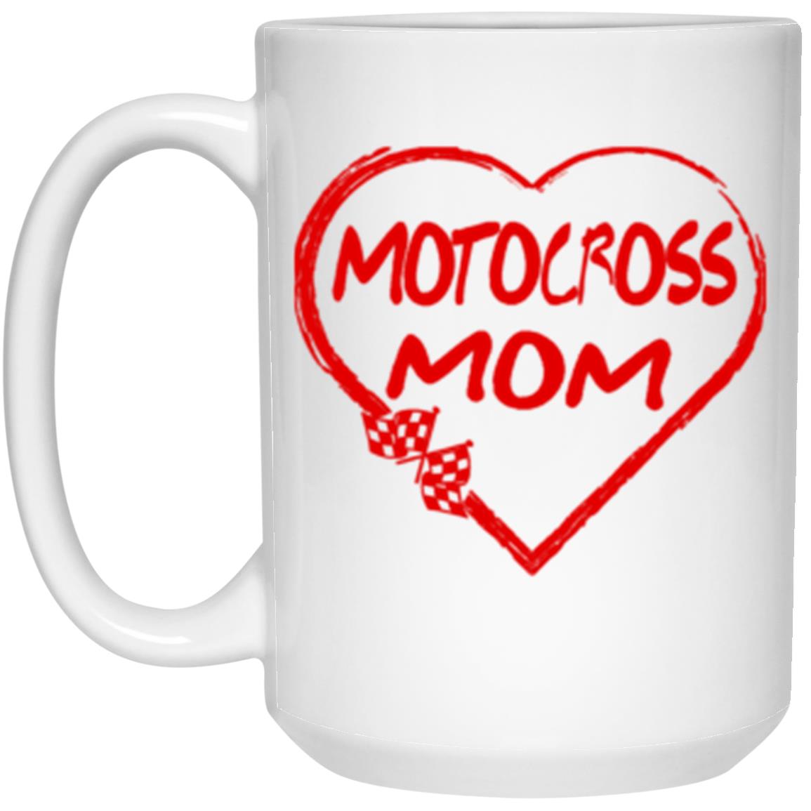 Motocross Mom Heart 15 oz. White Mug